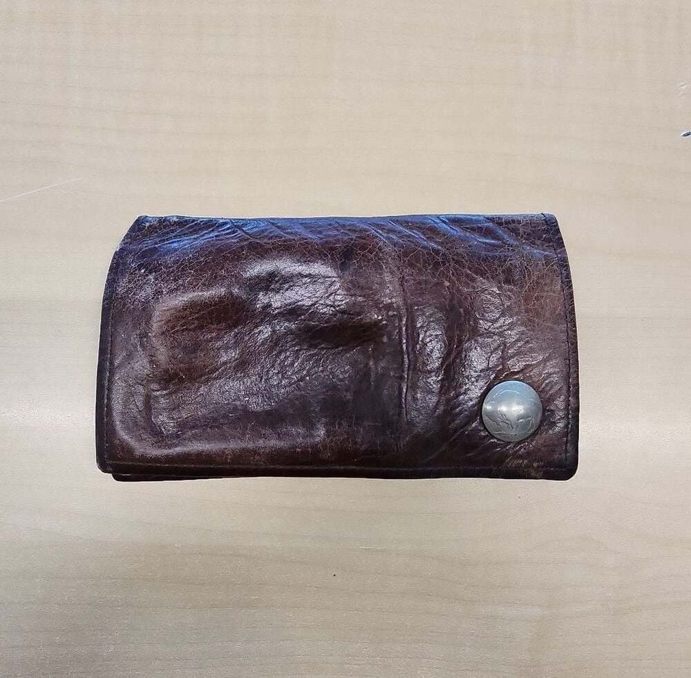 The Buffalo Billfold Company Cowboy Leather Bifold Wallet Indian Head Nickel